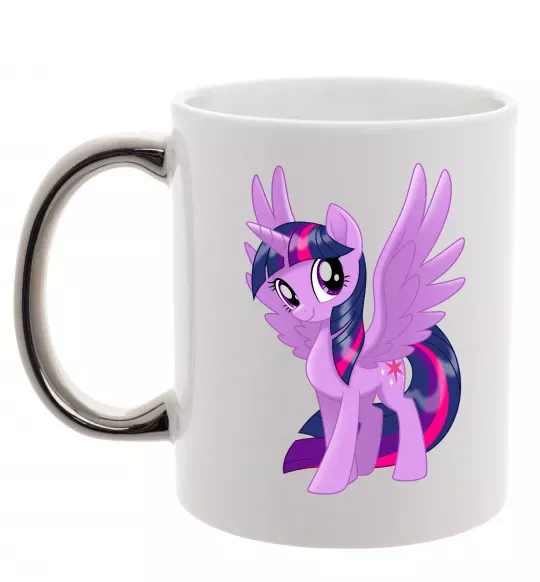Чашка с цветной ручкой Твайлайт Серебро фото