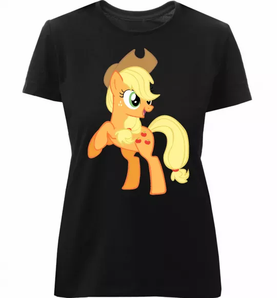 Женская премиум футболка Епл Джек Черный фото