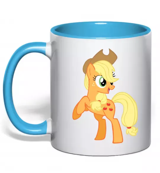 Чашка с цветной ручкой Епл Джек Голубой фото