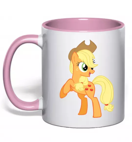 Чашка с цветной ручкой Епл Джек Нежно розовый фото