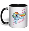Чашка с цветной ручкой Sparkle rainbow dash pony Черный фото