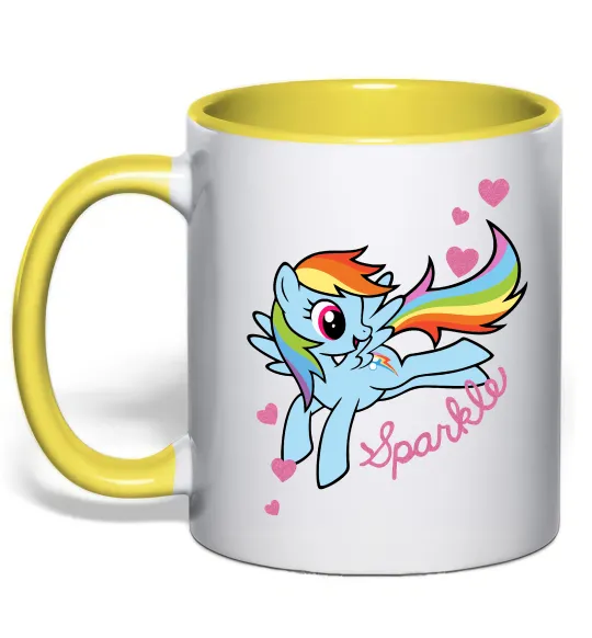 Чашка с цветной ручкой Sparkle rainbow dash pony Лимонный фото