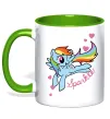 Чашка с цветной ручкой Sparkle rainbow dash pony Лаймовый фото