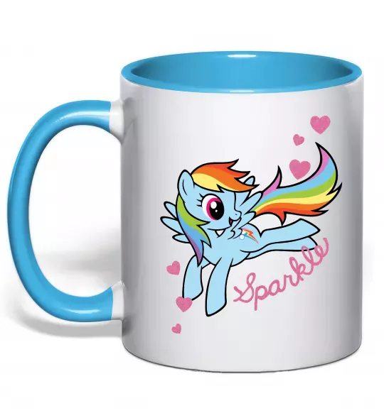 Чашка с цветной ручкой Sparkle rainbow dash pony Голубой фото