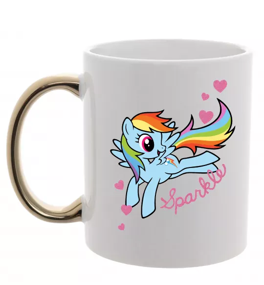 Чашка с цветной ручкой Sparkle rainbow dash pony Золото фото