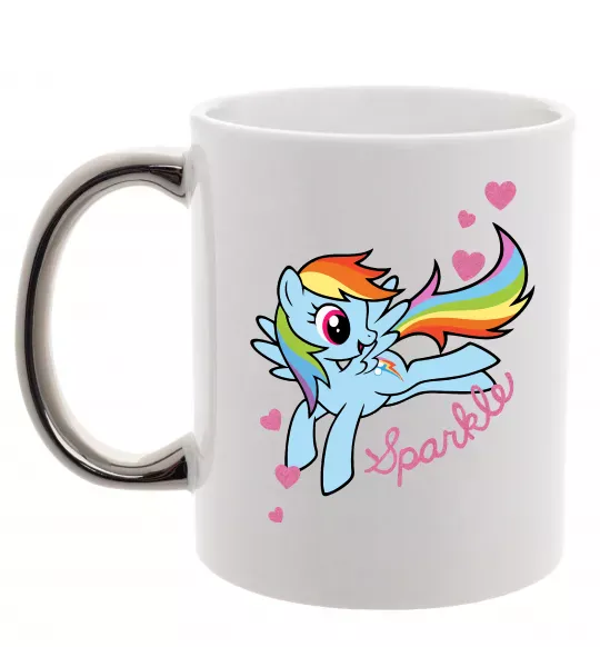 Чашка с цветной ручкой Sparkle rainbow dash pony Серебро фото