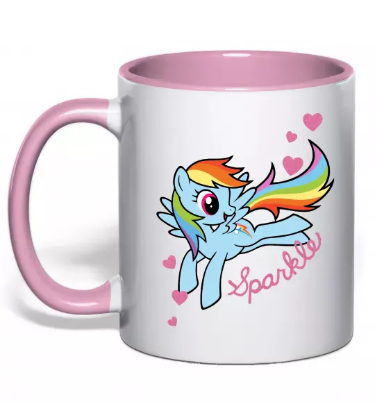 Чашка с цветной ручкой Sparkle rainbow dash pony Нежно розовый фото
