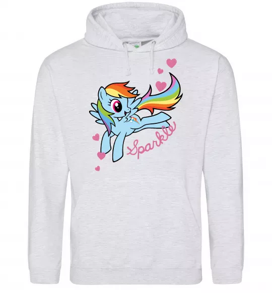 Мужская толстовка (худи) Sparkle rainbow dash pony Серый меланж фото