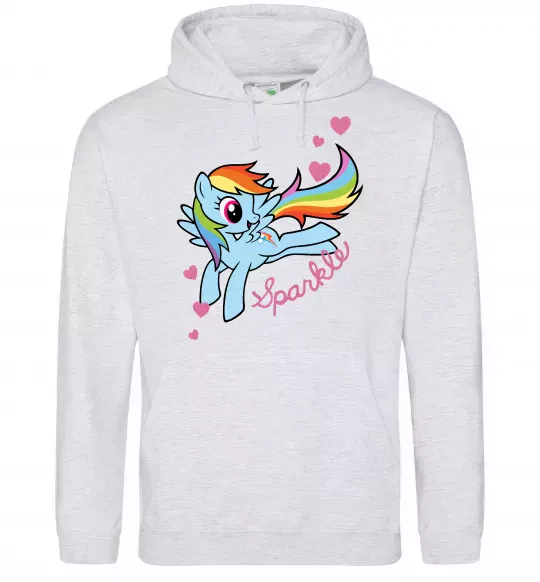 Женская толстовка (худи) Sparkle rainbow dash pony Серый меланж фото