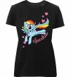 Женская премиум футболка Sparkle rainbow dash pony Черный фото