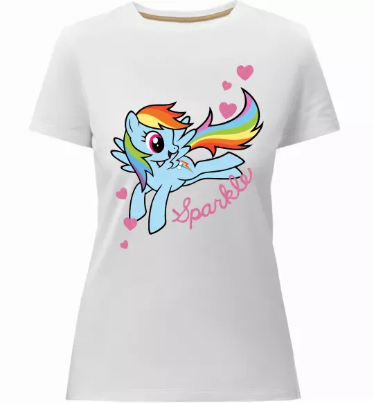 Женская премиум футболка Sparkle rainbow dash pony Белый фото