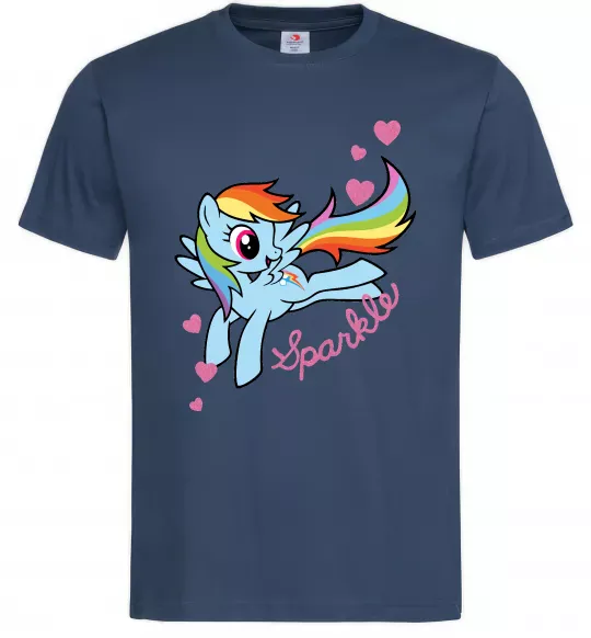 Мужская футболка Sparkle rainbow dash pony Темно-синий фото