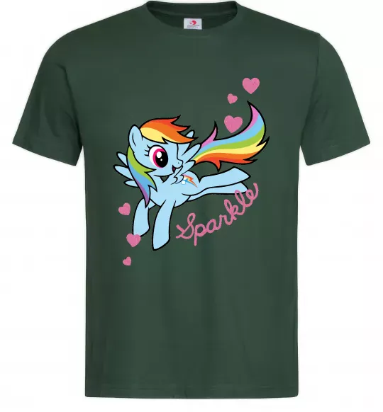 Мужская футболка Sparkle rainbow dash pony Темно-зеленый фото