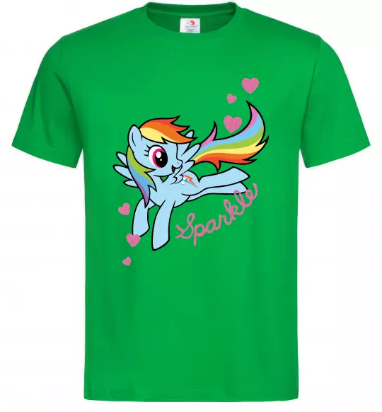 Мужская футболка Sparkle rainbow dash pony Зеленый фото