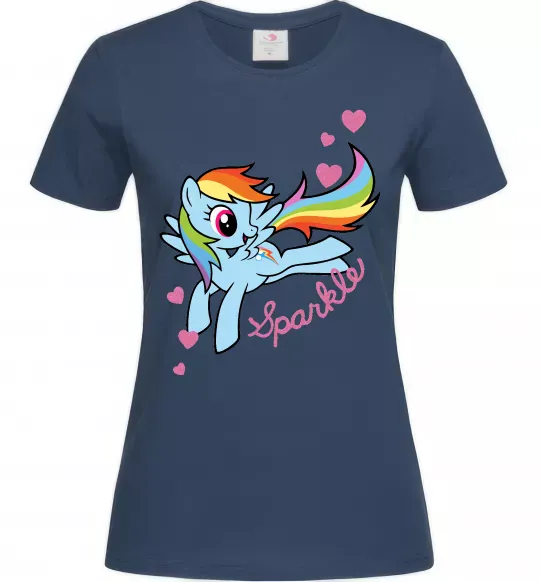 Женская футболка Sparkle rainbow dash pony Темно-синий фото
