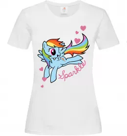 Женская футболка Sparkle rainbow dash pony Белый фото