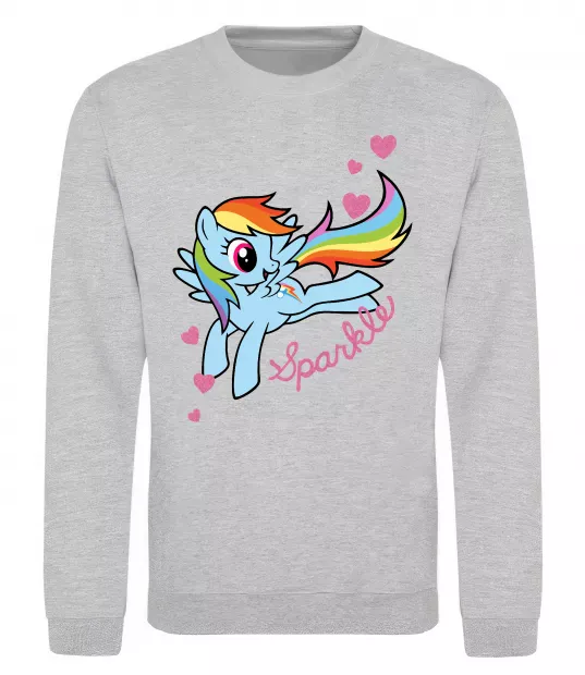 Світшот Sparkle rainbow dash pony Сірий меланж фото