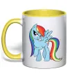 Чашка с цветной ручкой Rainbow dash Солнечно желтый фото