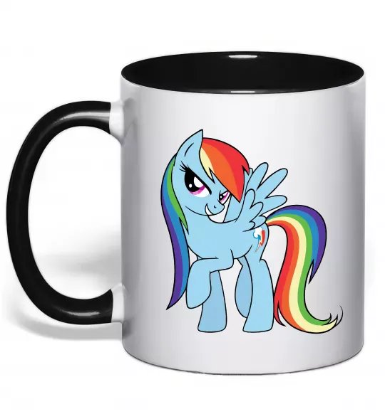 Чашка с цветной ручкой Rainbow dash Черный фото