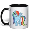 Чашка с цветной ручкой Rainbow dash Черный фото