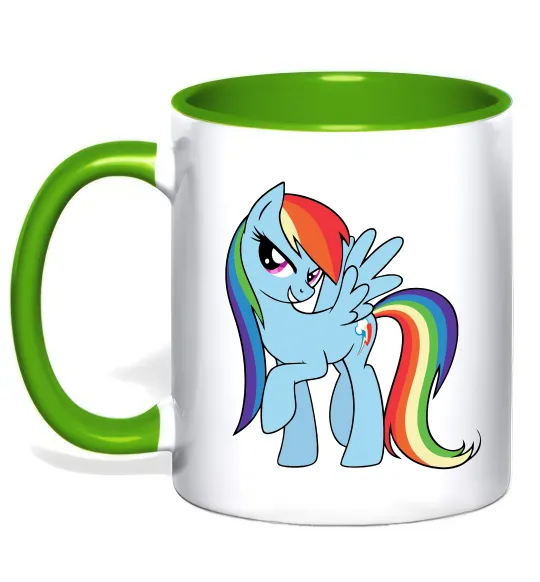 Чашка с цветной ручкой Rainbow dash Лаймовый фото