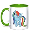 Чашка с цветной ручкой Rainbow dash Лаймовый фото