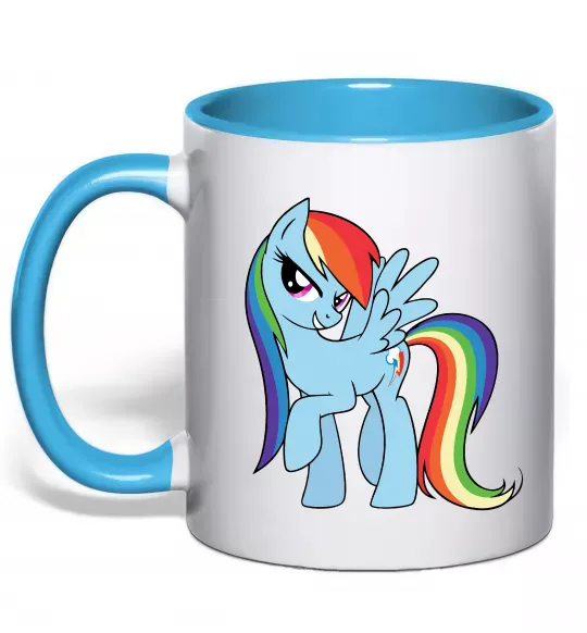 Чашка с цветной ручкой Rainbow dash Голубой фото