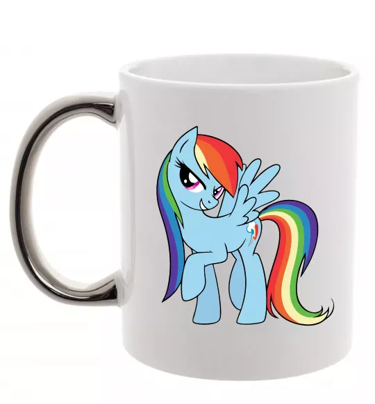 Чашка с цветной ручкой Rainbow dash Серебро фото