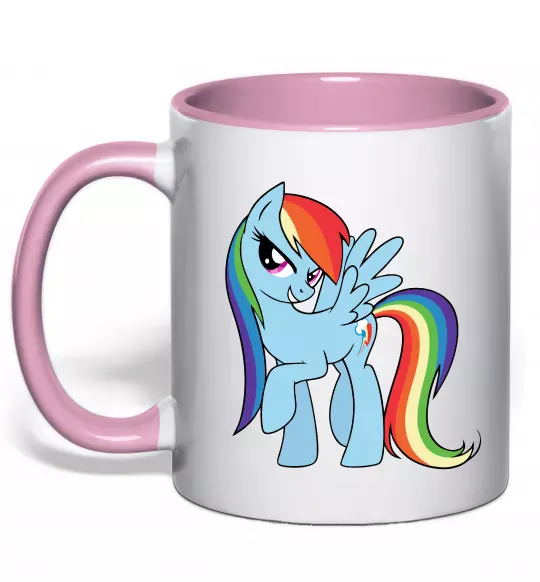 Чашка с цветной ручкой Rainbow dash Нежно розовый фото