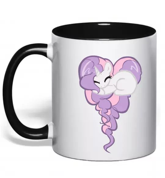 Чашка с цветной ручкой Pony dream heart Черный фото