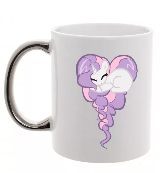 Чашка с цветной ручкой Pony dream heart Серебро фото