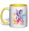 Чашка з кольоровою ручкою Ponies Сонячно жовтий фото