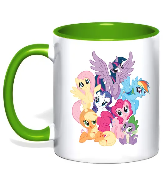 Чашка с цветной ручкой Ponies Лаймовый фото