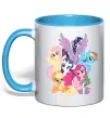 Чашка з кольоровою ручкою Ponies Блакитний фото