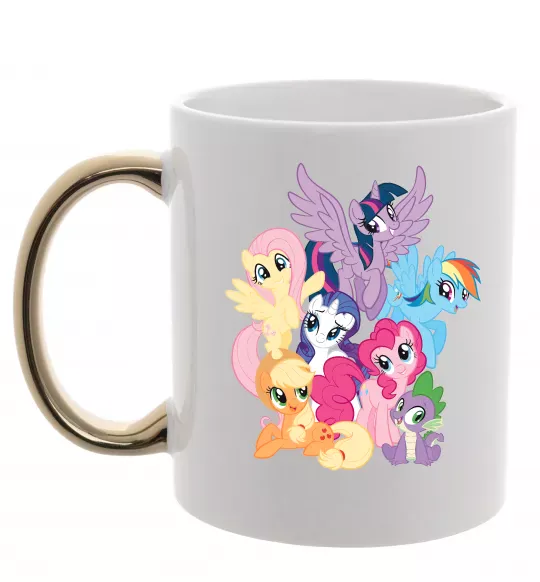 Чашка з кольоровою ручкою Ponies Золото фото