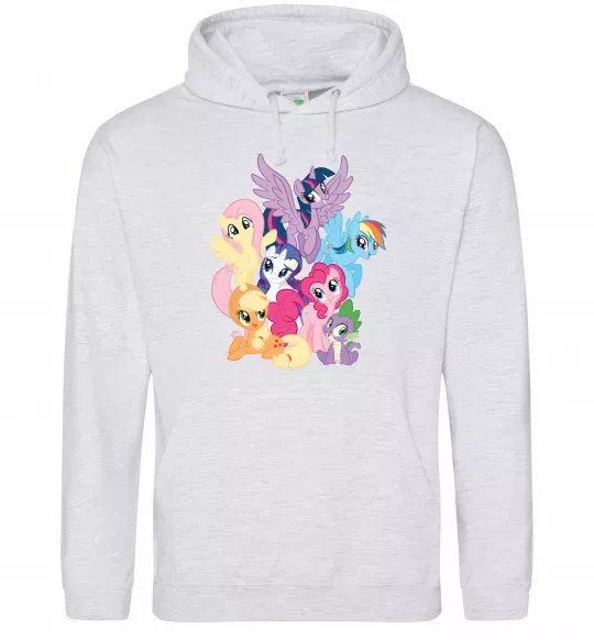 Чоловіча толстовка (худі) Ponies Сірий меланж фото