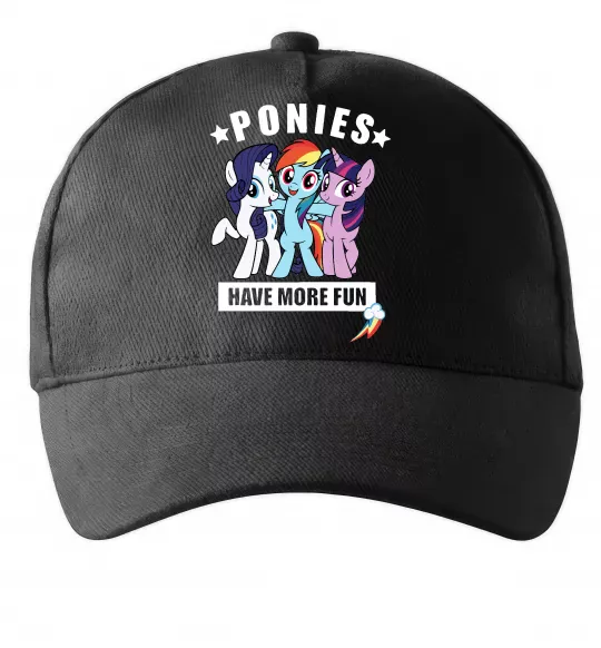 Кепка Ponies have more fun Чорний фото