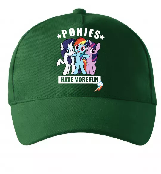 Кепка Ponies have more fun Темно-зелений фото
