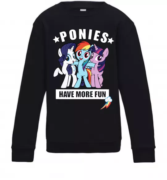 Детский Свитшот Ponies have more fun Черный фото