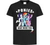 Дитяча футболка Ponies have more fun Чорний фото
