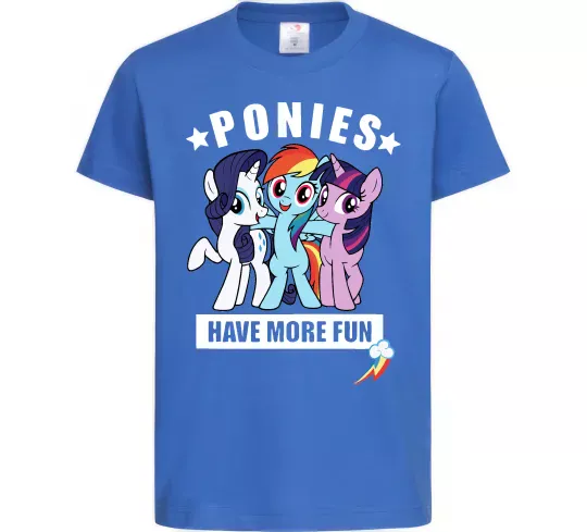 Дитяча футболка Ponies have more fun Яскраво-синій фото