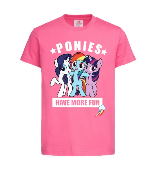 Дитяча футболка Ponies have more fun Яскраво-рожевий фото