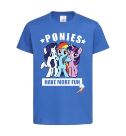 Детская футболка Ponies have more fun Ярко-синий фото