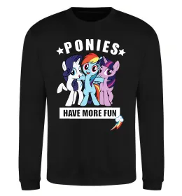 Світшот Ponies have more fun Чорний фото