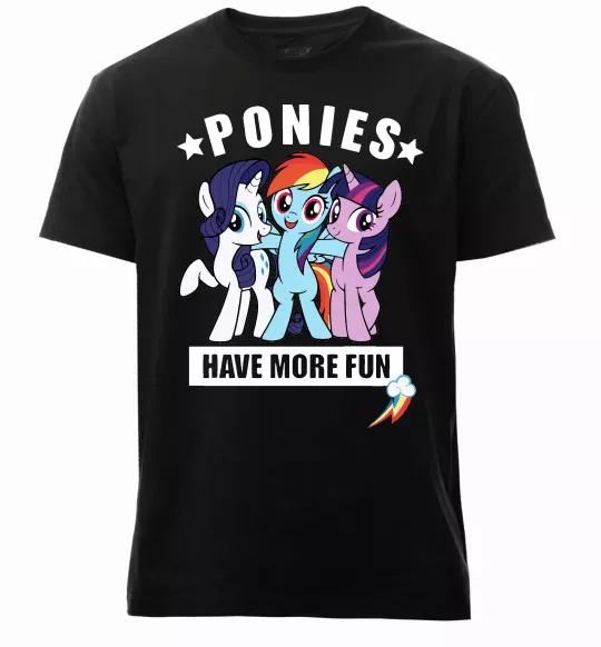 Мужская премиум футболка Ponies have more fun Черный фото