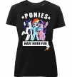 Женская премиум футболка Ponies have more fun Черный фото