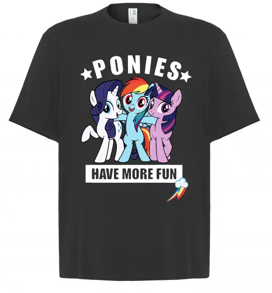 Футболка Оверсайз Ponies have more fun Черный фото