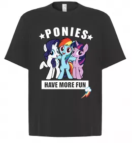 Футболка Оверсайз Ponies have more fun Черный фото