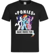 Мужская футболка Ponies have more fun Черный фото
