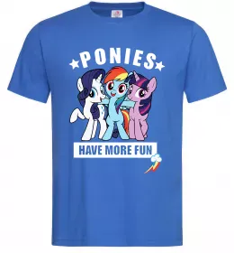 Чоловіча футболка Ponies have more fun Яскраво-синій фото